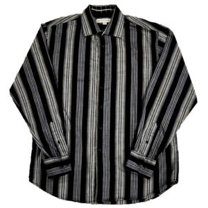 𝅺pronto Uomo Black Striped Button-Up Dress Shirt